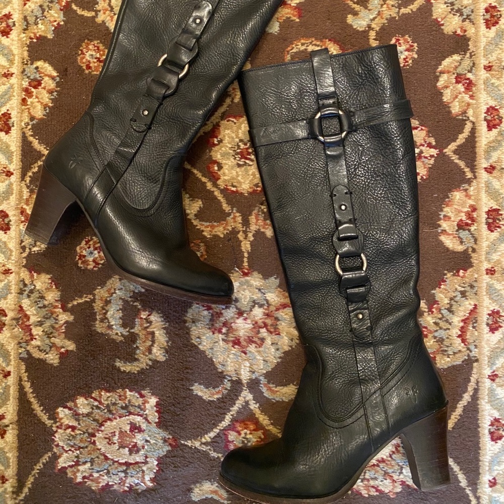 Frye knee high zippered boots